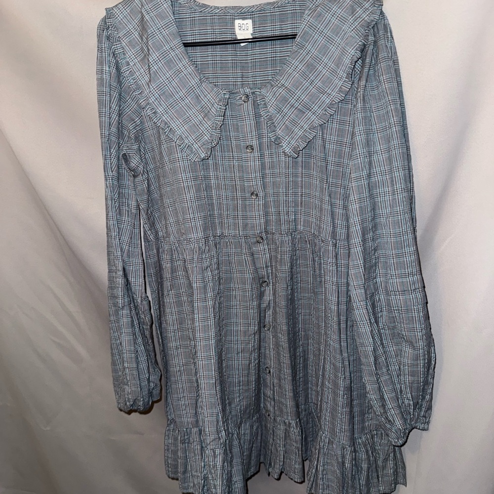 BDG Teal and Gray Plaid Shirt